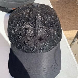 Black Designer Monogram Cap